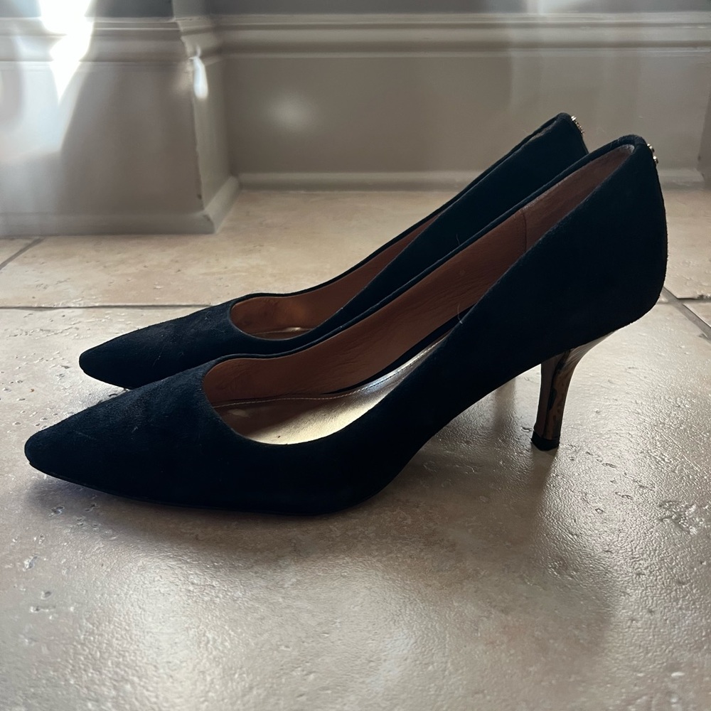 Coach Black Heels with Leopard Heel